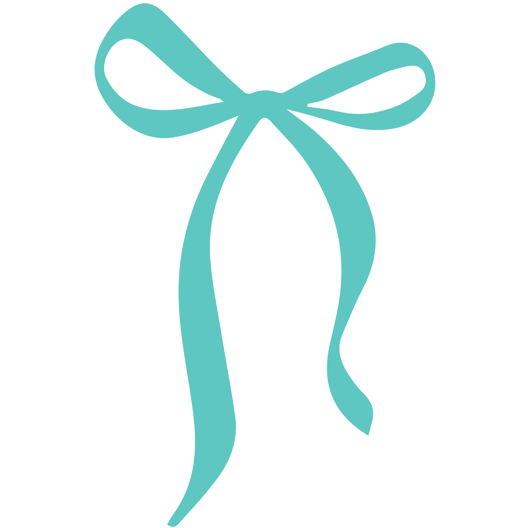 Line art ribbon graphic used as journal signature on SEO But Cute