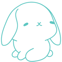 Cute line art bunny sitting upright and looking right, drawn in teal