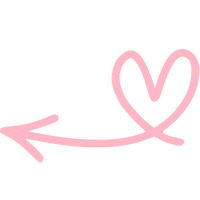 Pink heart-shaped arrow curling into a left facing point