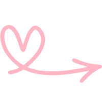 Pink heart-shaped arrow curling into a right facing point