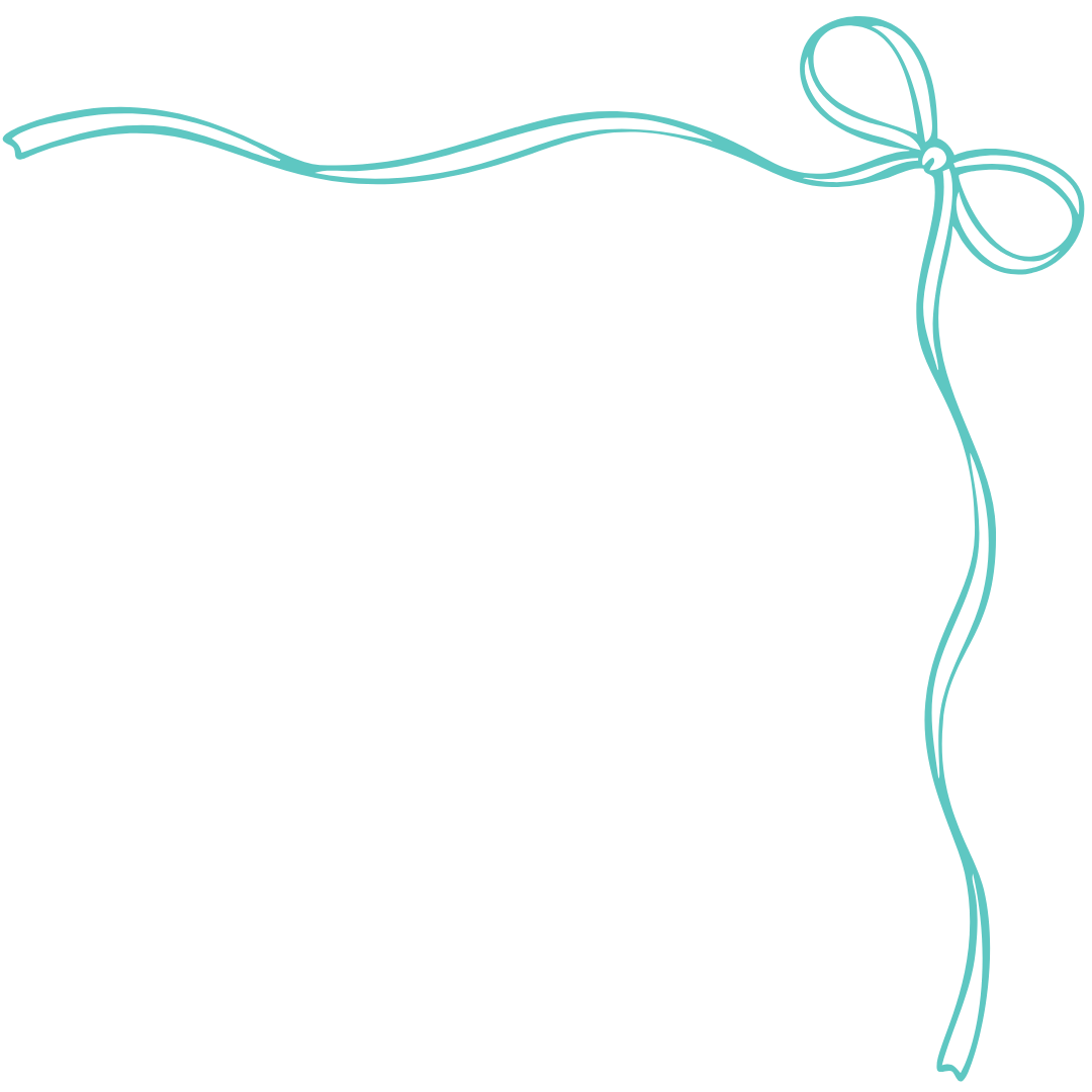 Delicate teal bow with long trailing ribbons