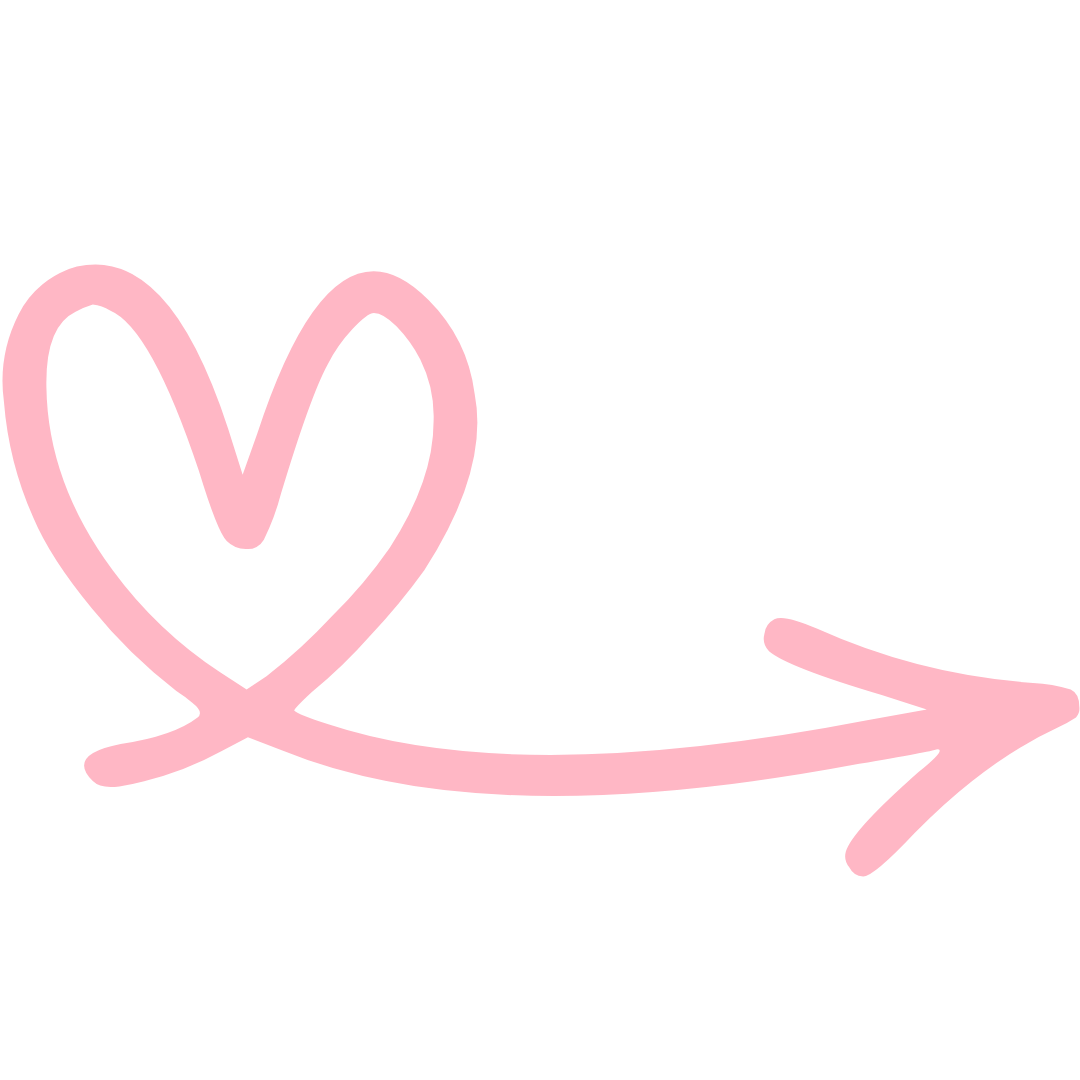 Pink heart-shaped arrow curling into a point