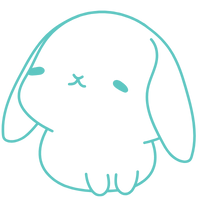 Cute line art bunny sitting upright and looking left, drawn in teal