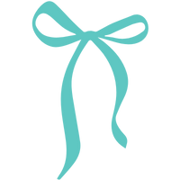 Teal ribbon bow with flowing ends